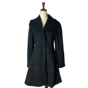 Fleurette Swing Coat Loro Piana Wool Black 10